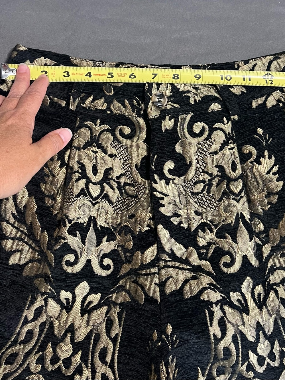 MINKPINK Free People Black & Gold Jacquard Brocade Style Pants Size Medium - Picture 9 of 11